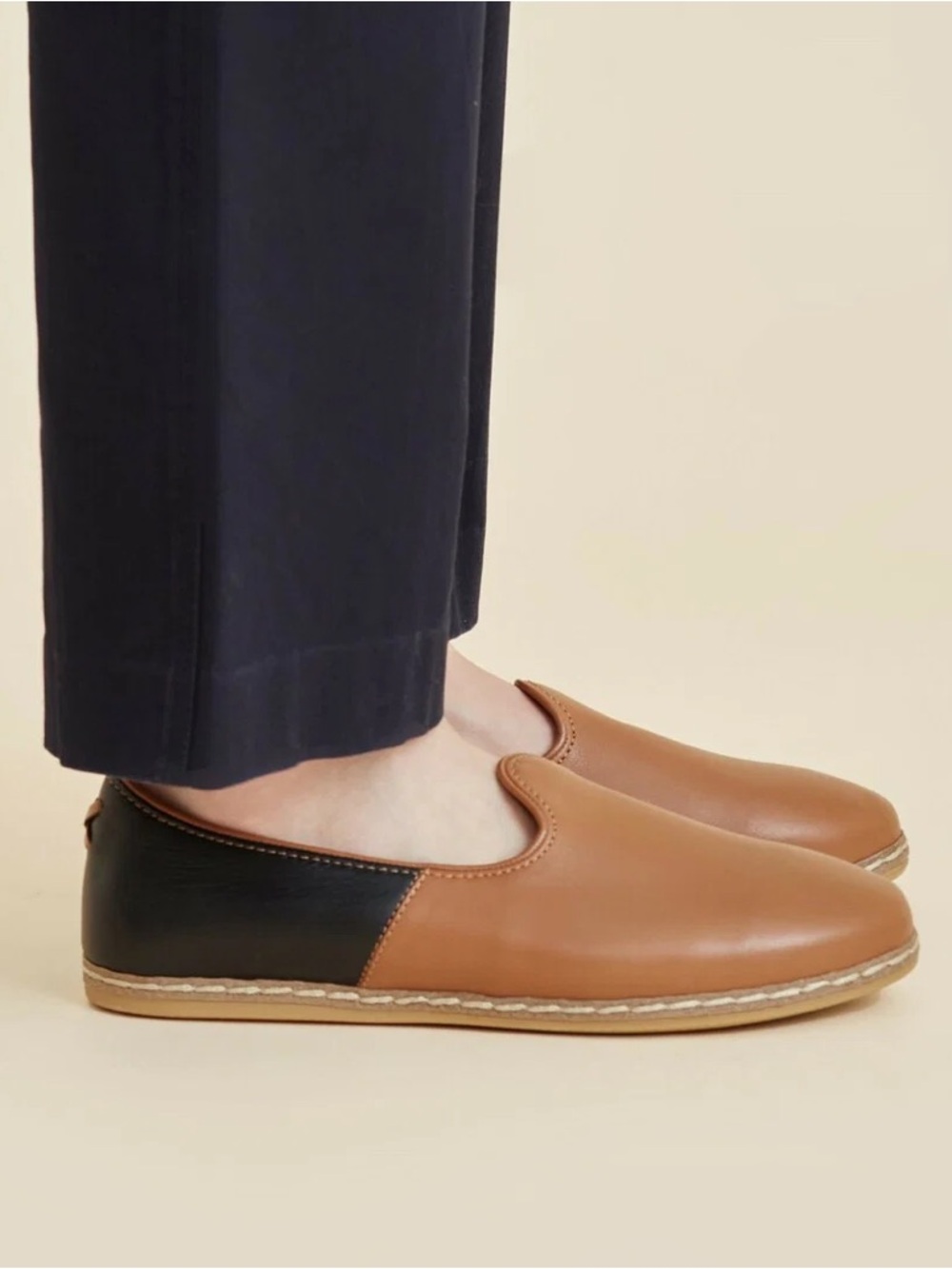 Charix 8.5 Slip-On Leather Loafer Flats Tan Black Quiet Luxury Artisan Eco Comfy